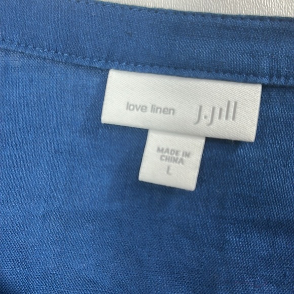 J.Jill Love Linen Blue Button Down Tunic Top Side Tie size large.100% linen - Picture 5 of 10